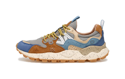 YAMANO 3 MAN Sneakers in suede e tessuto tecnico - Brown-deep petrol-light blue